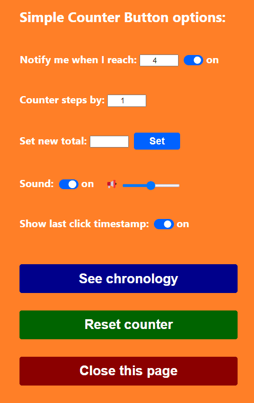 Simple Counter Button screenshot options